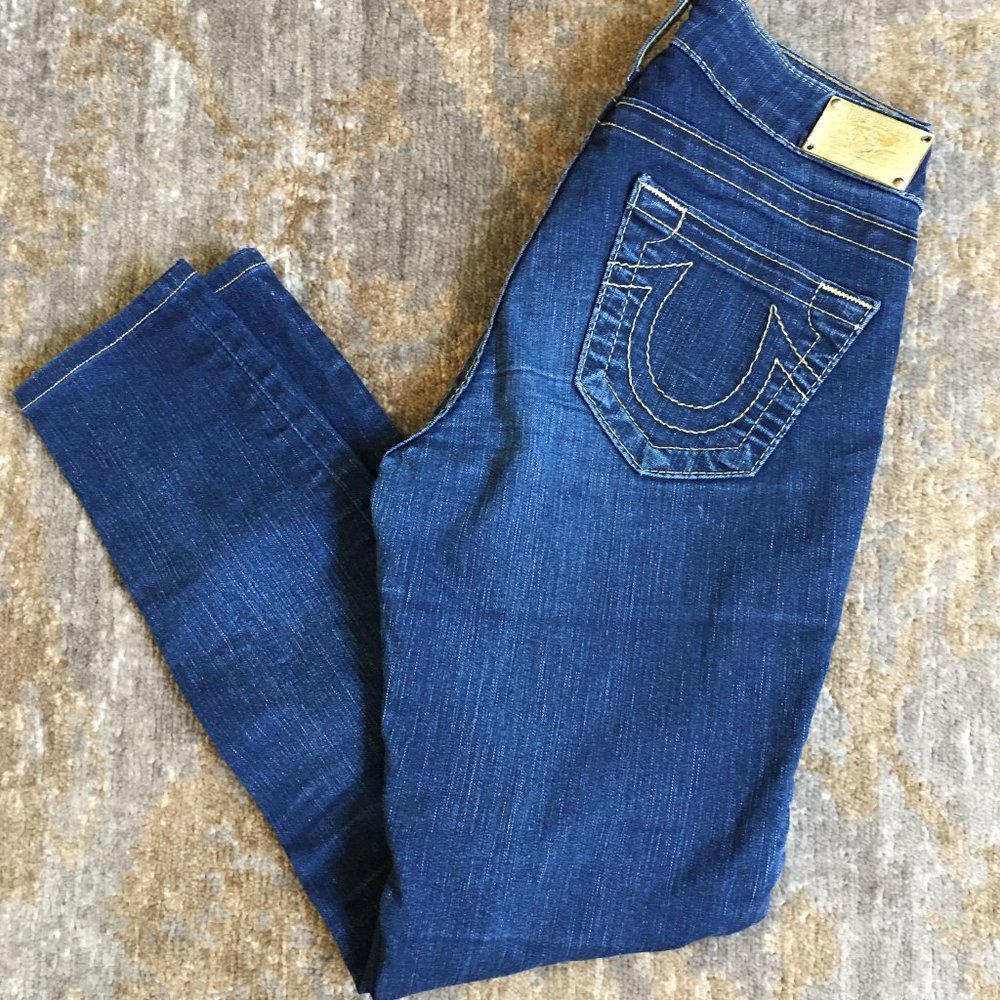 True Religion Halle Skinny Gold Metal Tag Jeans 25 - Picture 1 of 8